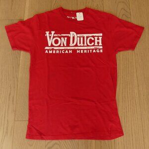 Von Dutch T-Shirt Red Vintage Y2K Streetwear Logo Tee Adult Small Unisex